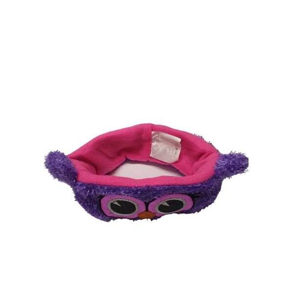 Girls Winter Fleece Ear Warmer Headband Purple Owl Eyes Plush Headband - Picture 6 of 6